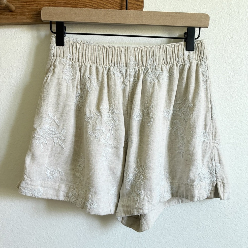 Abercrombie & Fitch Linen Pull On Lined Floral Embroidered Shorts Womens Small - Picture 2 of 7